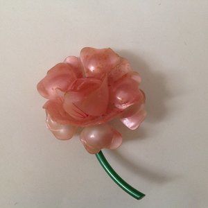 Vintage Celluloid Pearlescent Flower Brooch